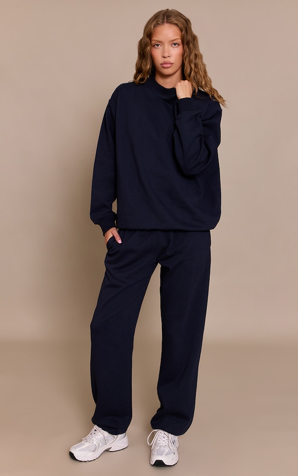 Navy 440 GSM Heavyweight Cotton Loopback Cuffed Sweatpants
