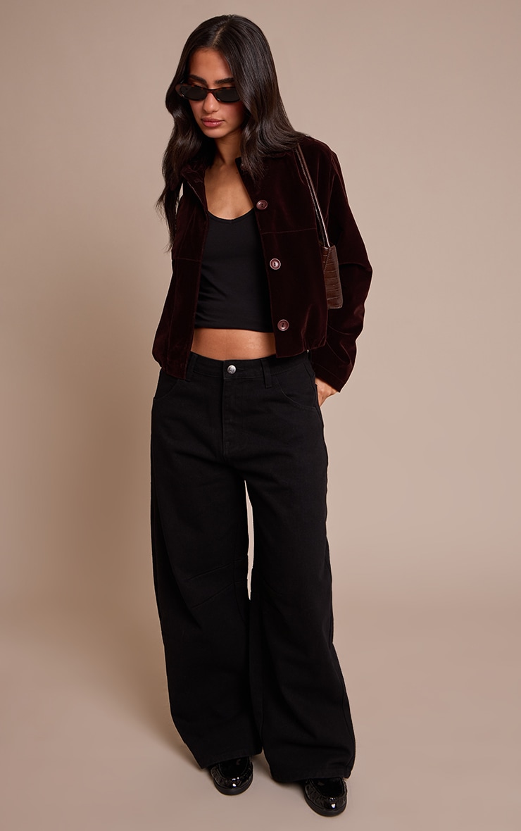 Petite Chocolate Velvet Bomber Jacket  image 3