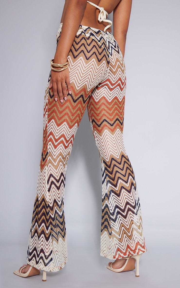 Pantalon flare à chevrons orange brûlé image 3