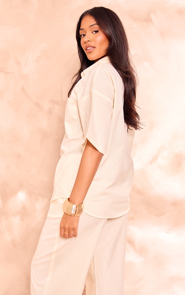 Tall Chemise manches courtes effet lin gris pierre image 2