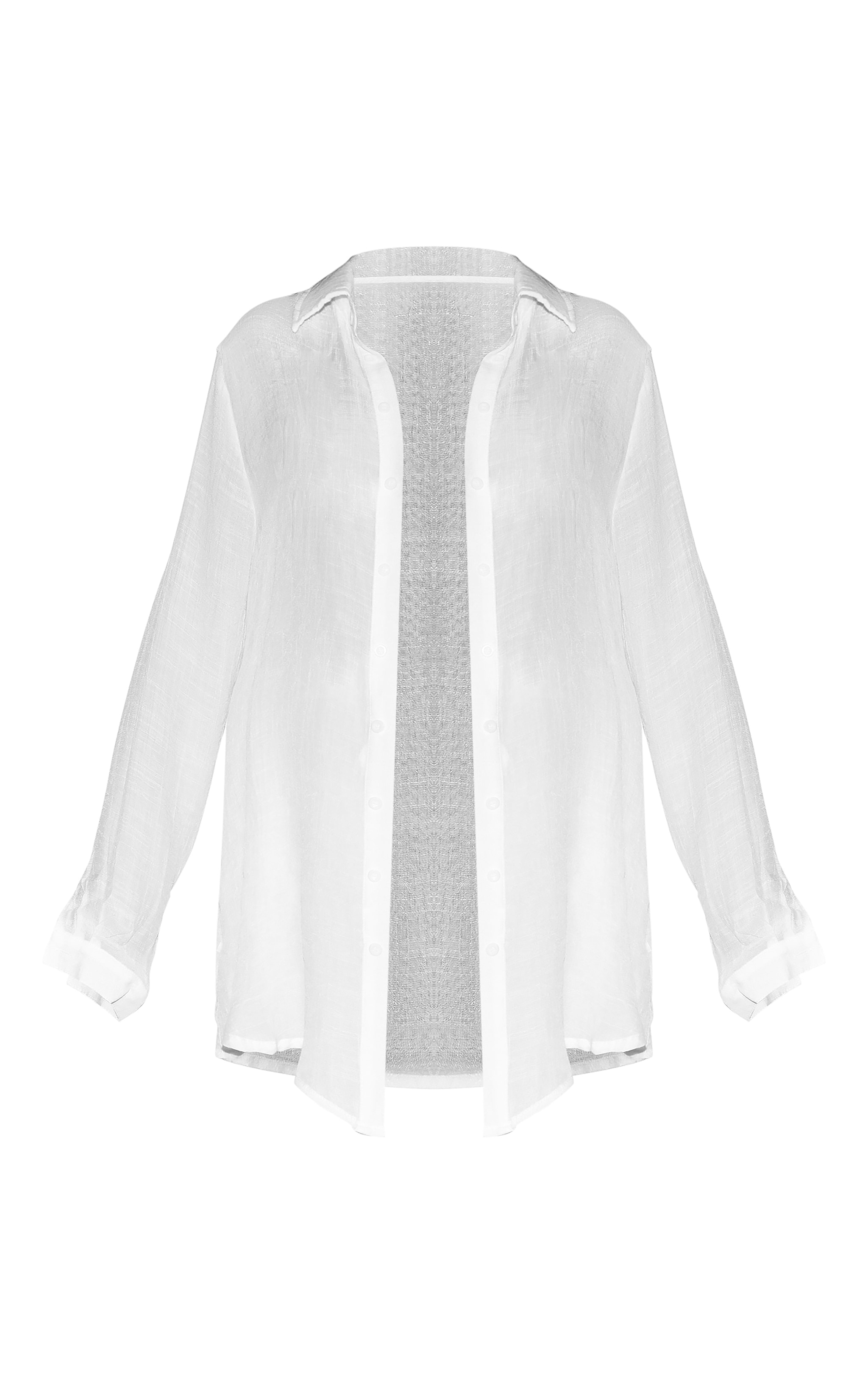 White Linen Look Oversized Beach Shirt image 5