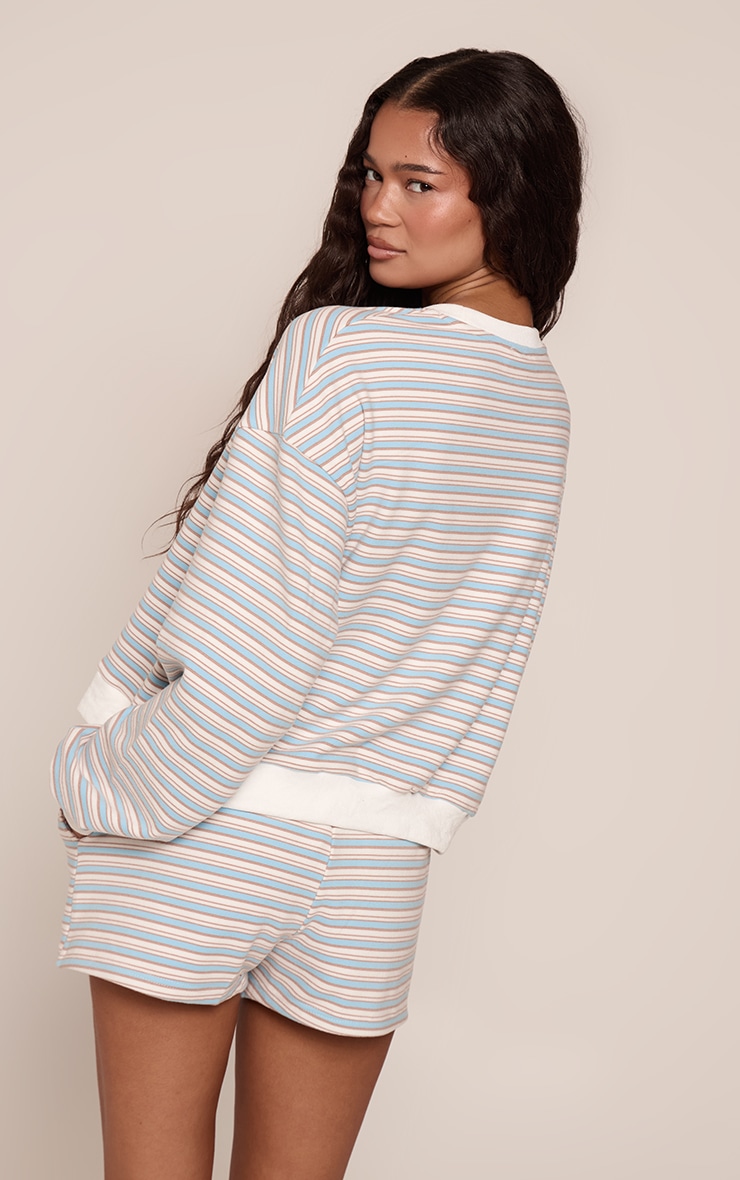 Light Blue Striped Super Soft Sweatshirt image 2