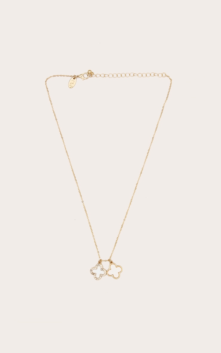 Gold Clover Simple Pendant Necklace image 2