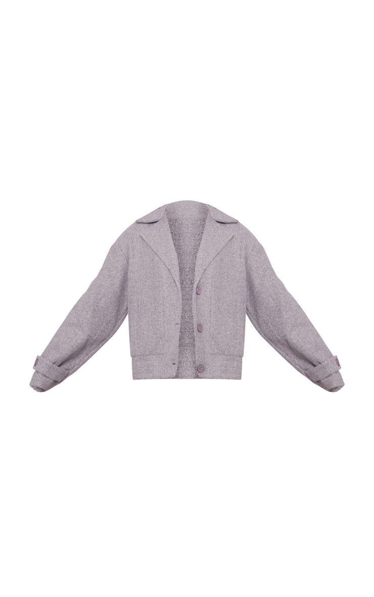 Grey Wool Look Button Up Front Bomber Jacket image 5