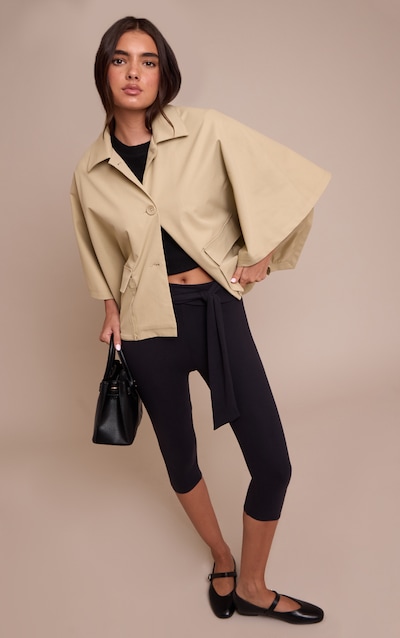 Pantalon capri très doux noir à détail noué sur la taille