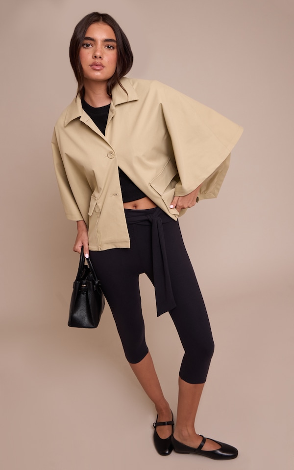 Black Ultra Soft Wrap Waist Detail Capri