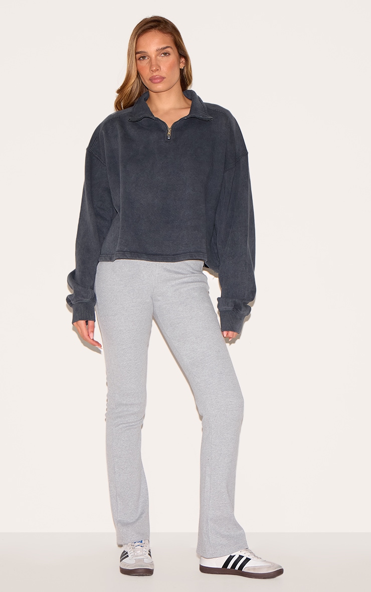 Charcoal Washed Boxy Quarter Zip Sweatshirt image 3