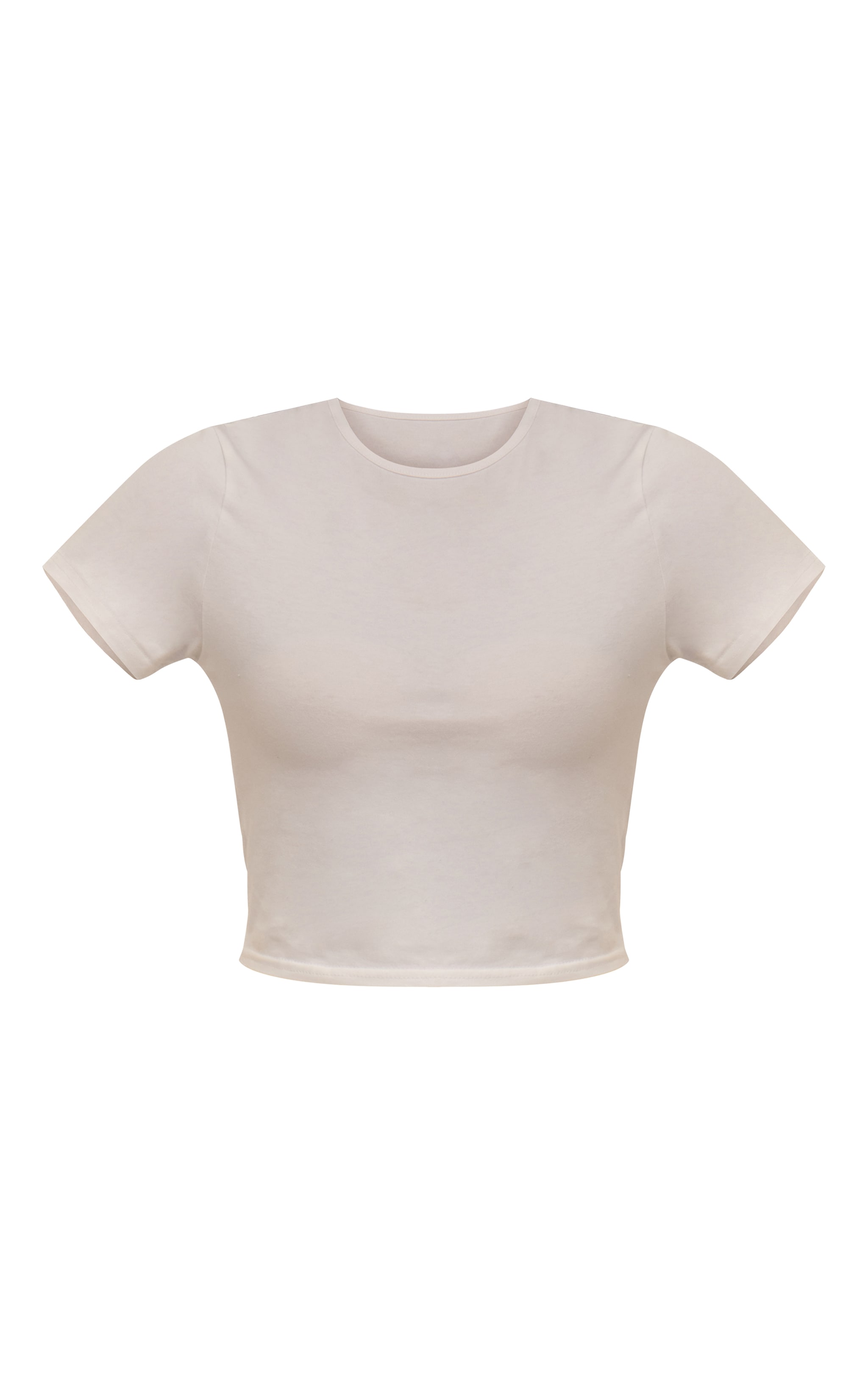 White Cotton Crew Neck Cropped Short Sleeve T-shirt