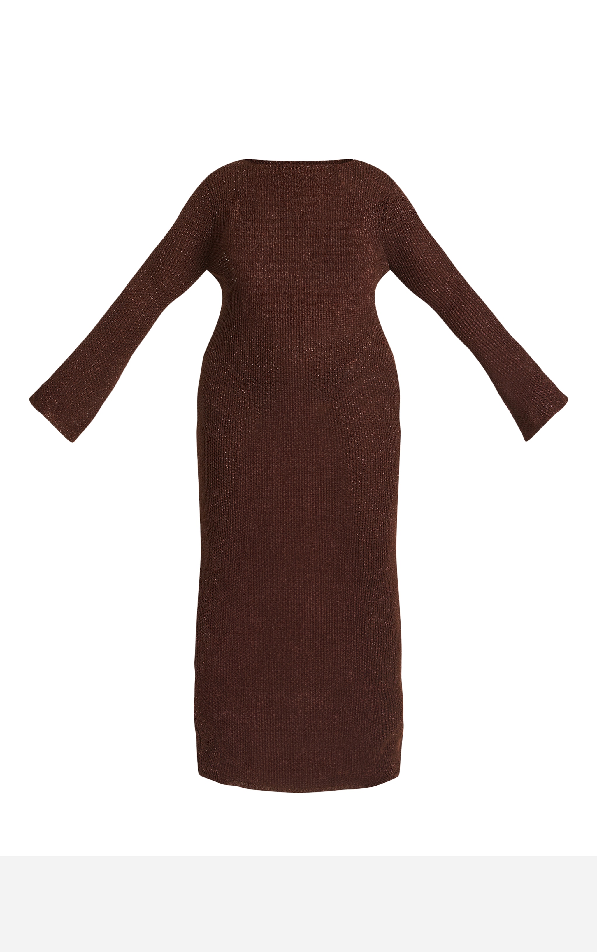 Plus Robe de plage longue en maille style crochet chocolat à paillettes texturées et dos nu image 5