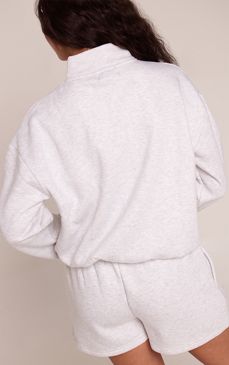 Ash Grey Contrast Drawcord Funnel Neck Sweatshirt image 2