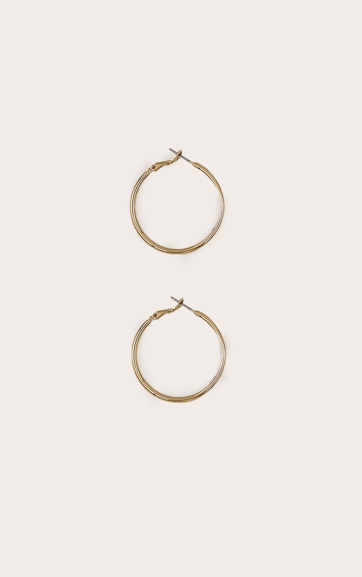 Gold Smooth Edge Hoop Earrings image 2