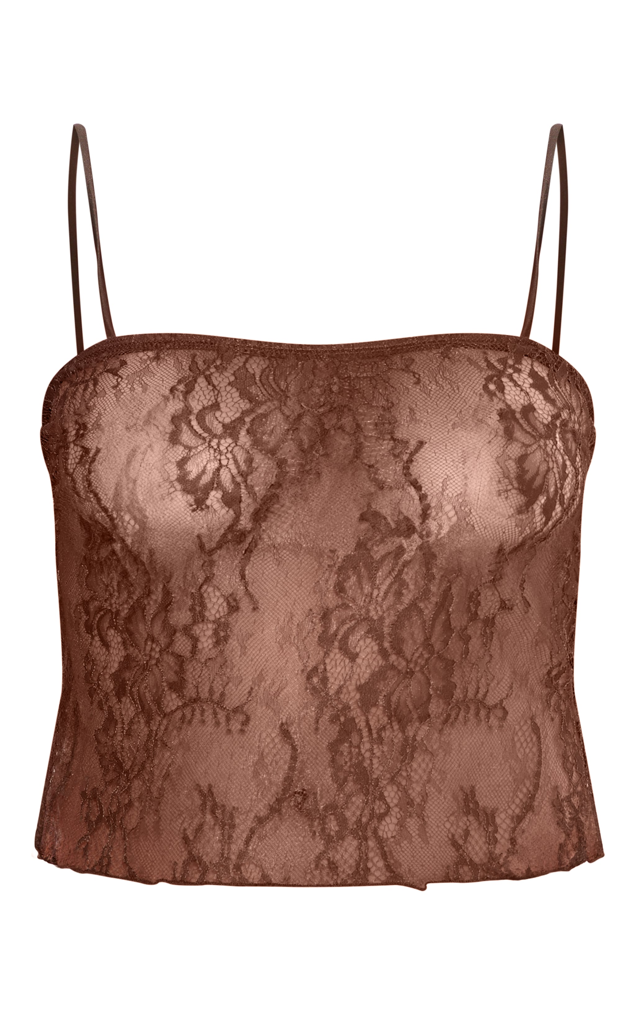 Débardeur en dentelle marron à bretelles fines image 5