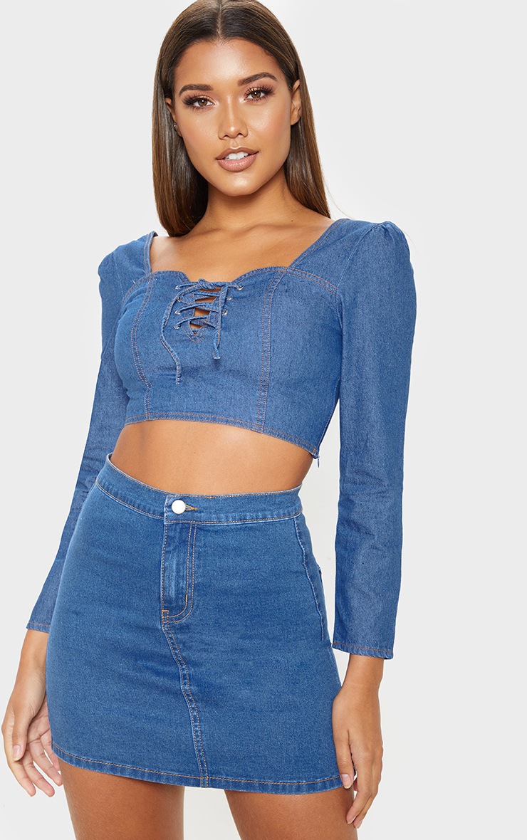 Mid Wash Disco Fit Skirt