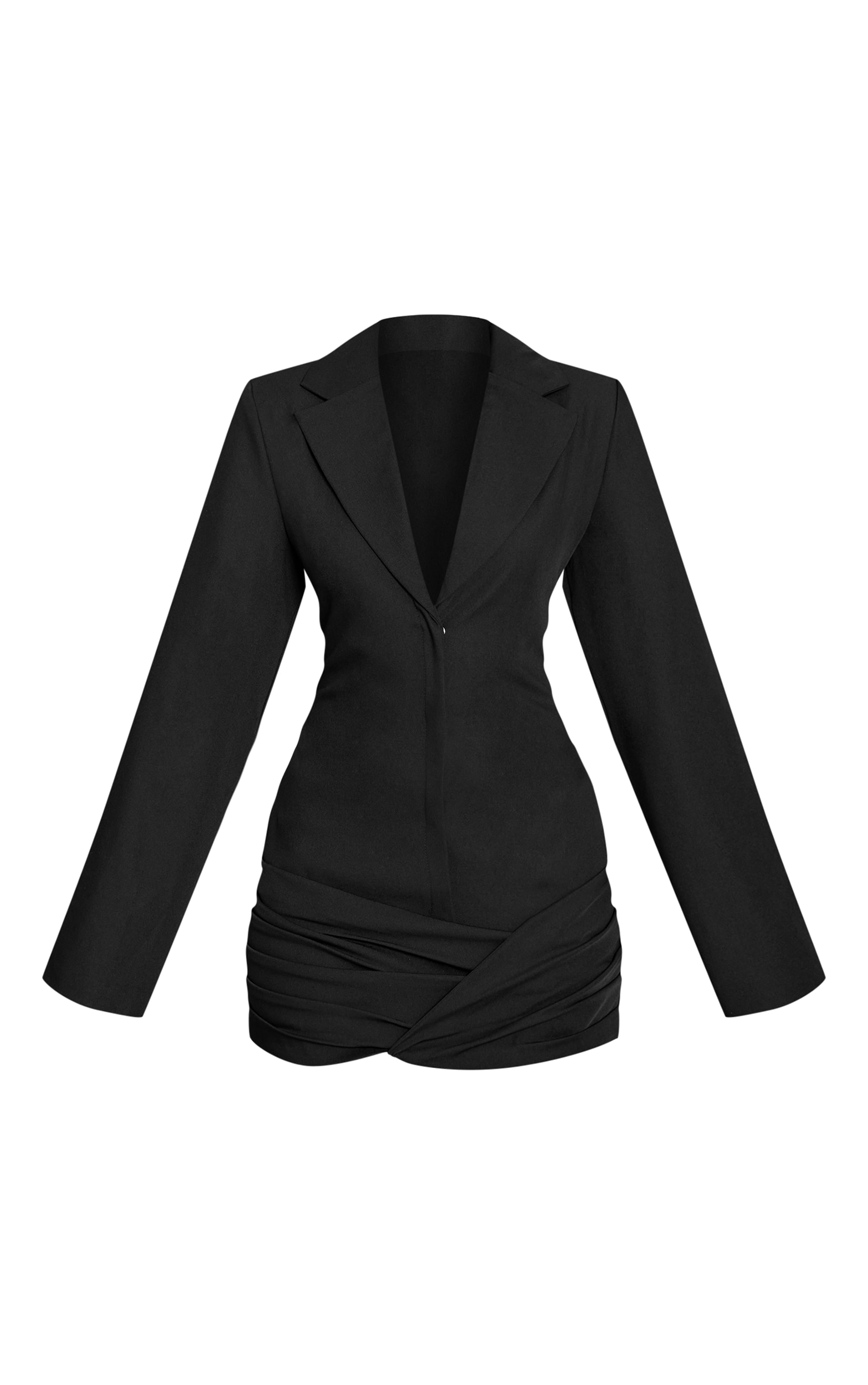 Black Woven Wrap Hem Blazer Dress image 5