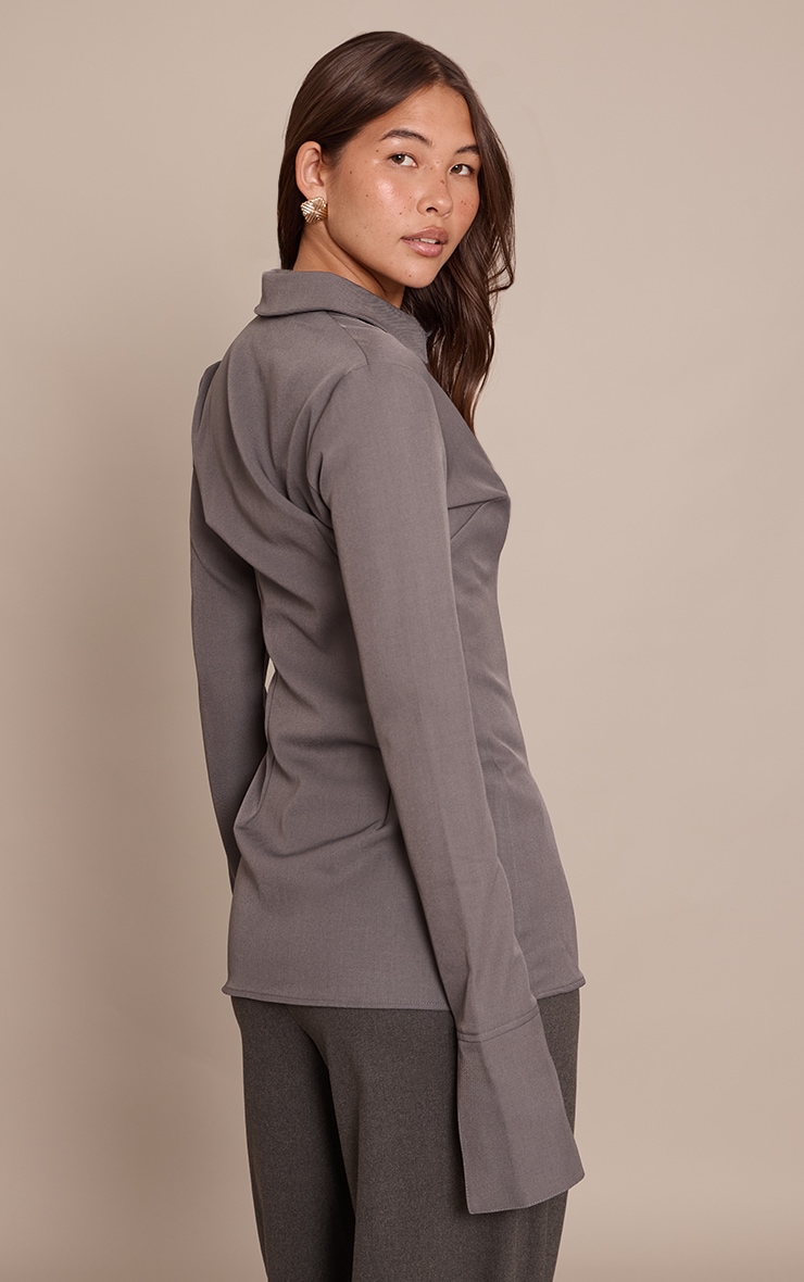 Chemise ajustée tissée gris anthracite image 2