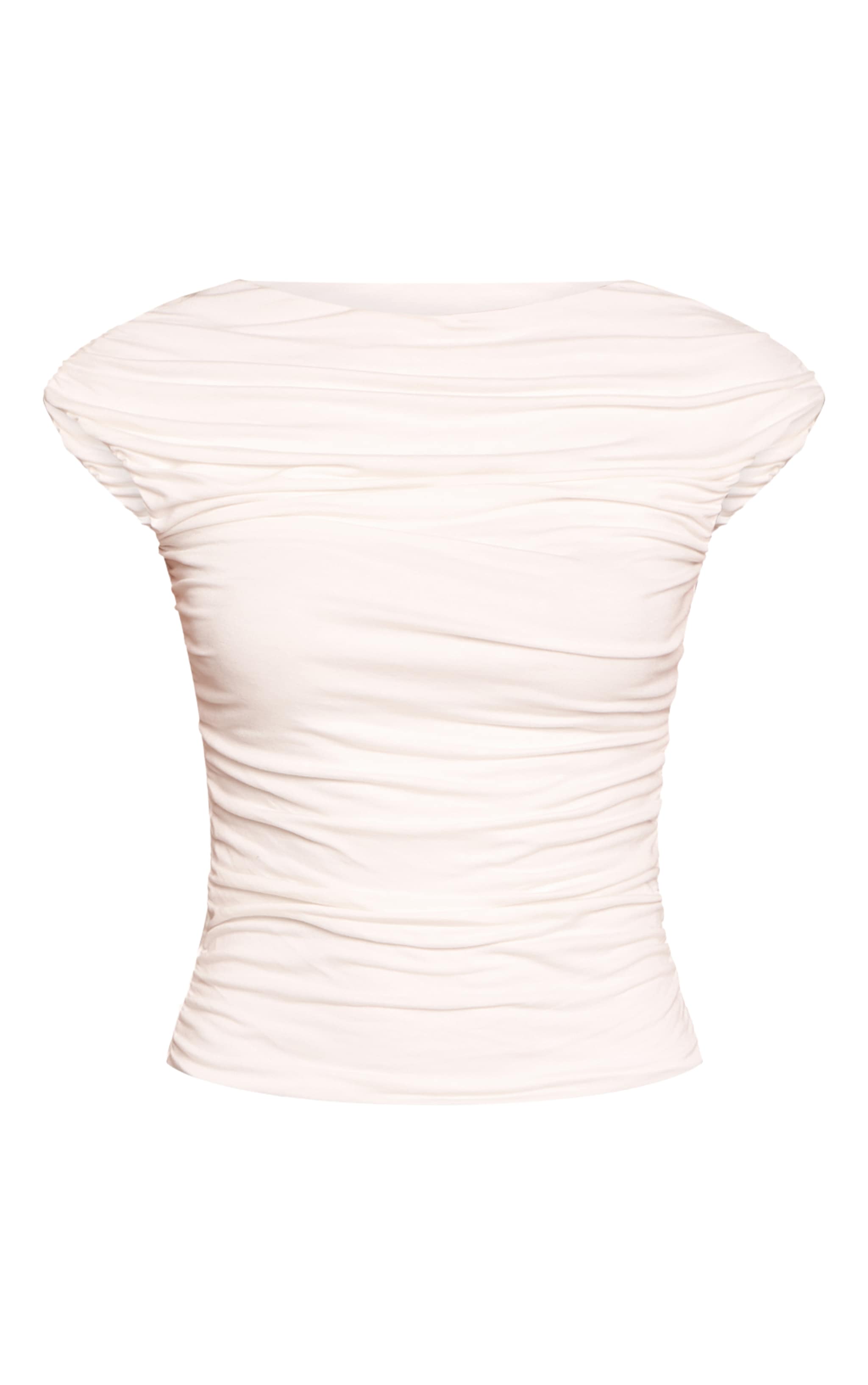 Cream Soft Jersey Ruched Cap Sleeve Top image 5