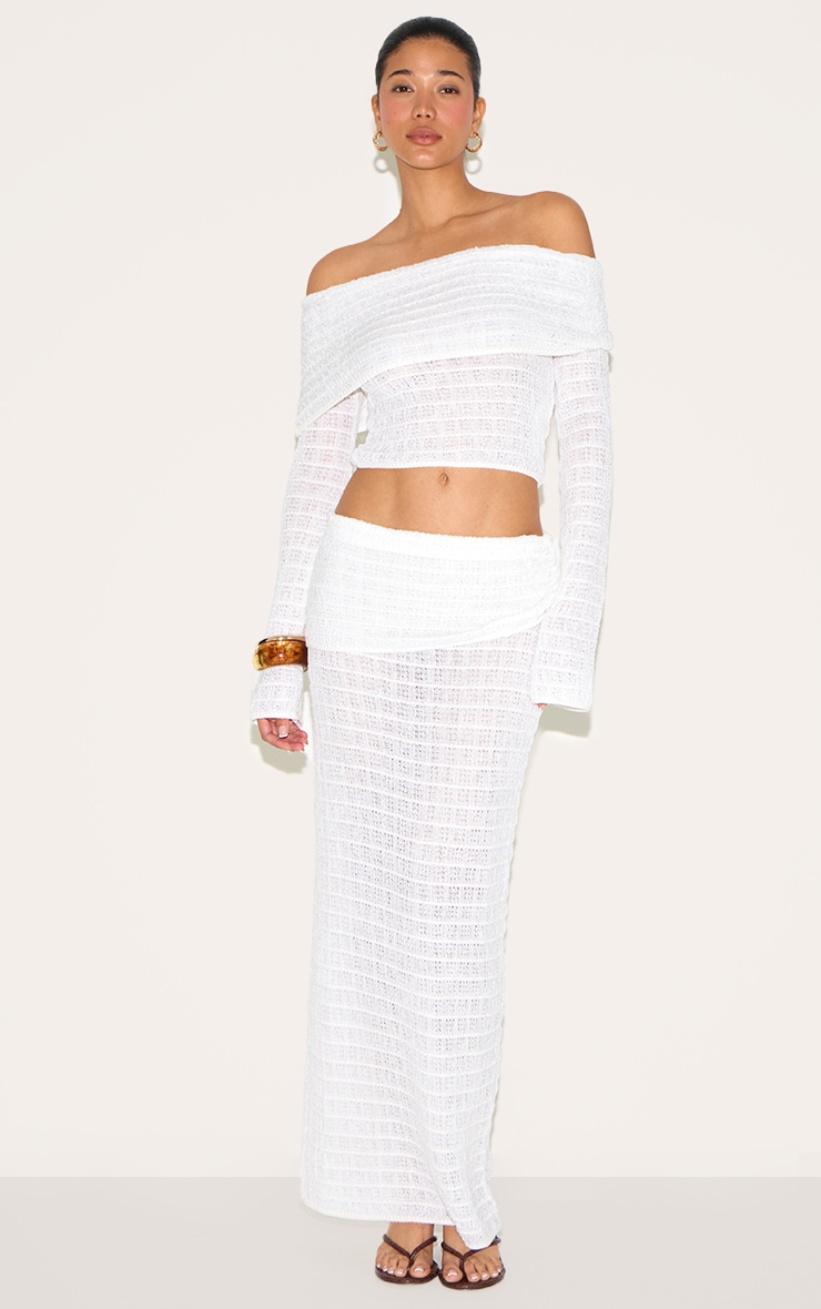 White Bardot Textured Knit Top image 3