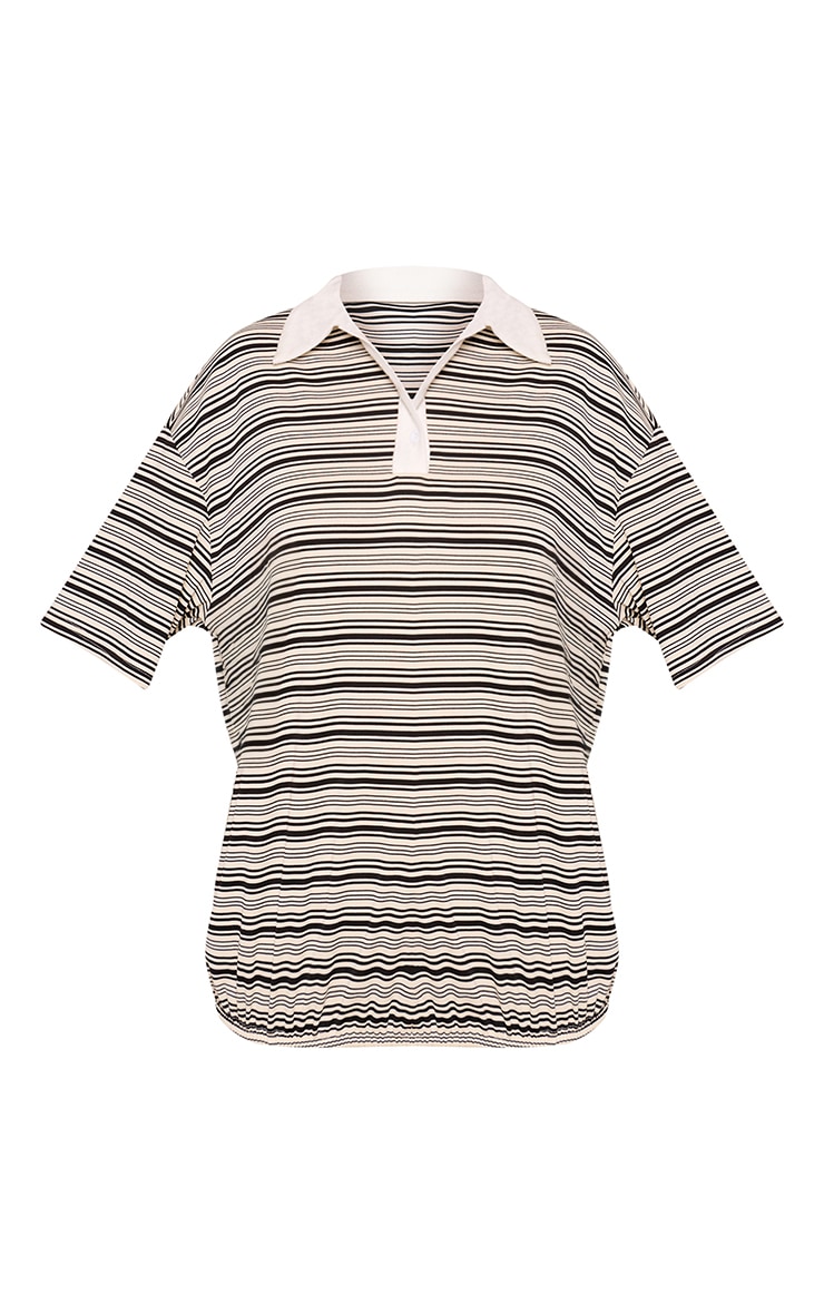 Black Stripe Bubble Hem Rugby Style Top image 5