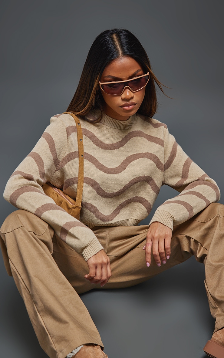 Mocha Swirl Jacquard Crop Jumper