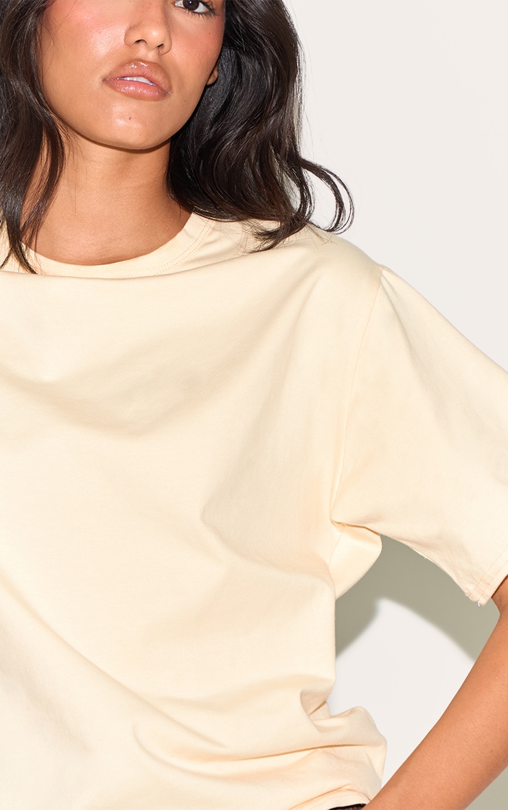 Butter Yellow Cotton Basic Oversized T-shirt image 4