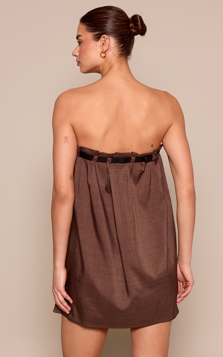 Chocolate Bandeau Belt Detail Shift Dress image 2