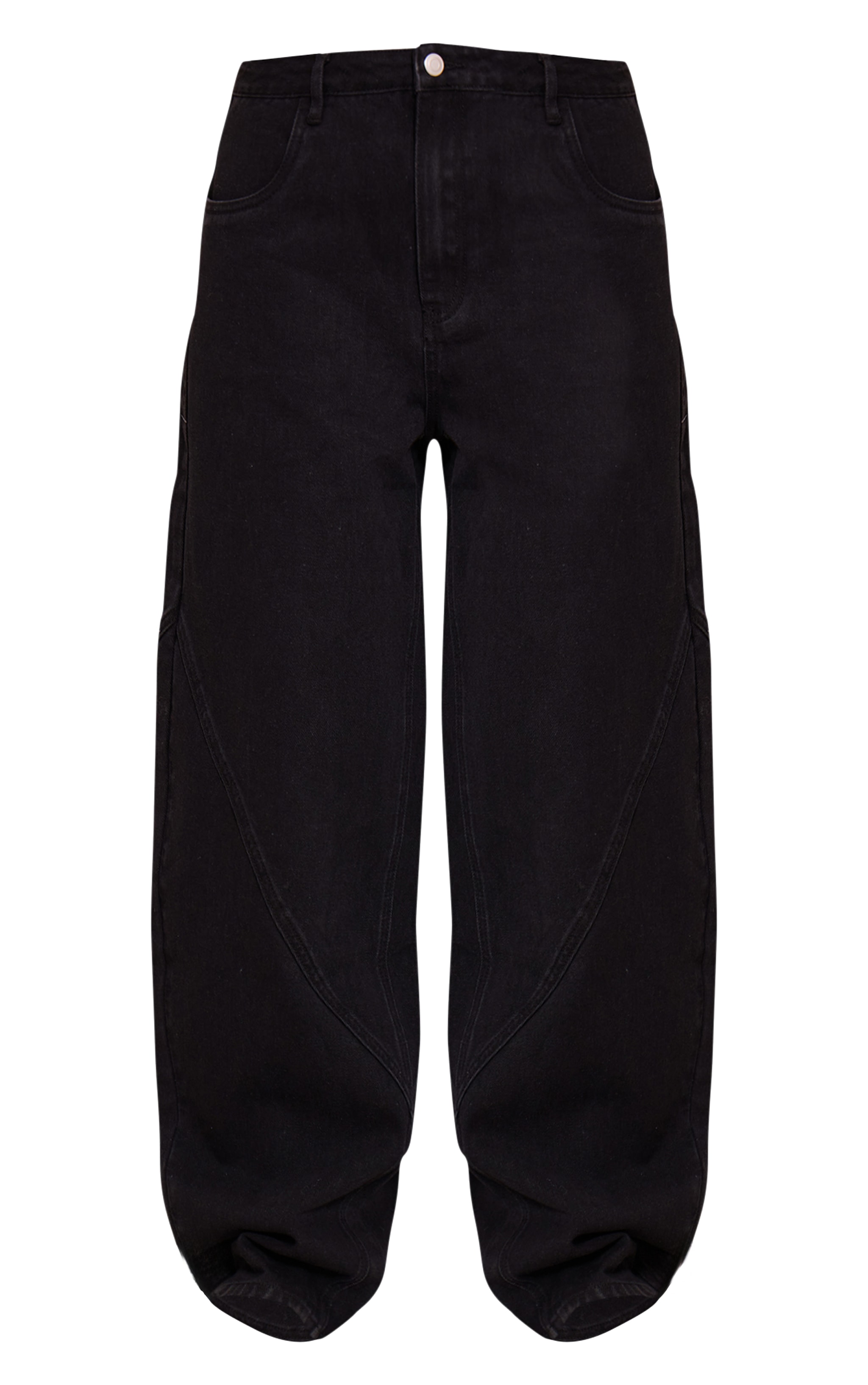 Tall Washed Black Seam Detail Barrel Jeans image 5