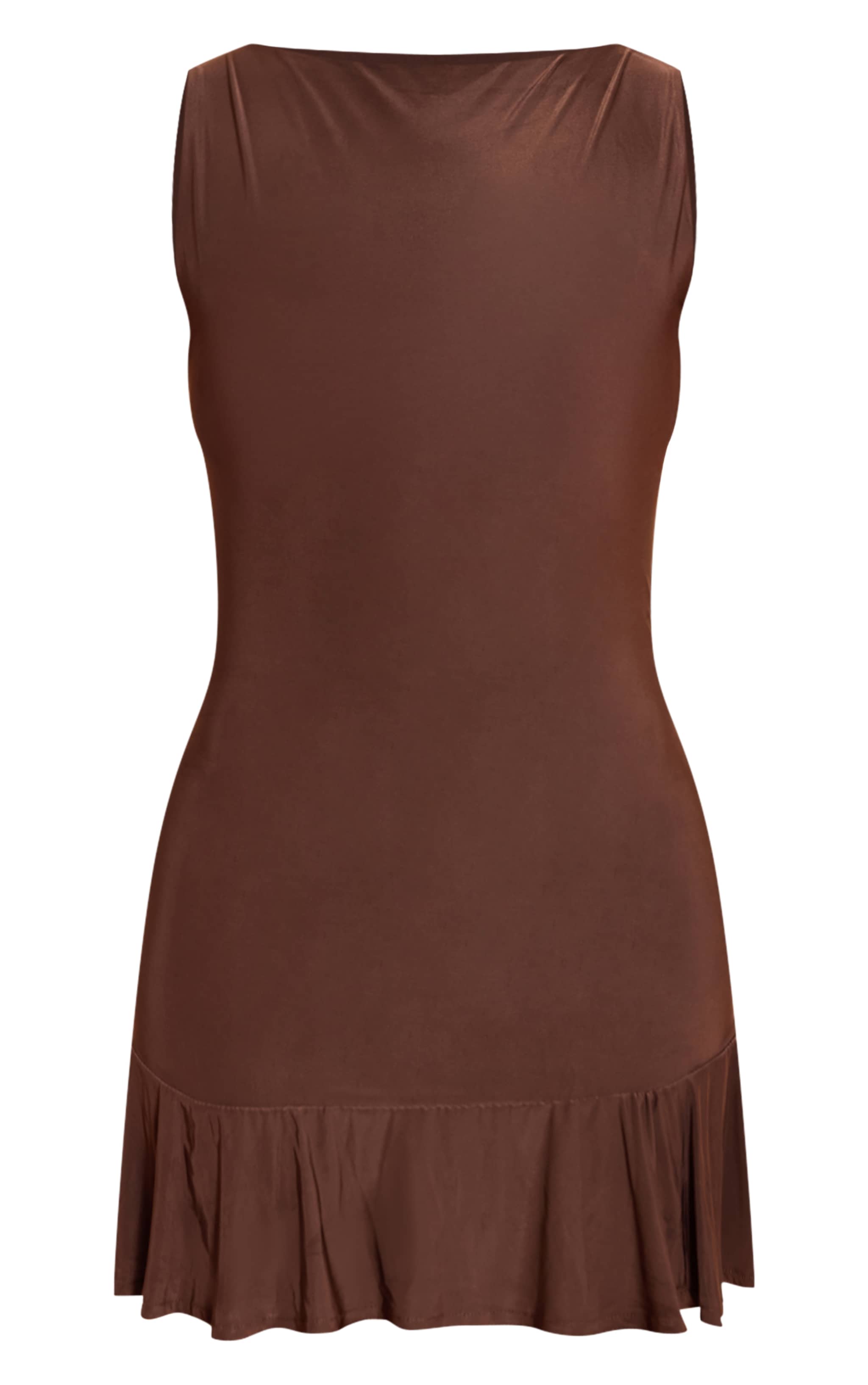 Shape Chocolate Slinky Frill Detail Sleeveless Mini Dress image 5