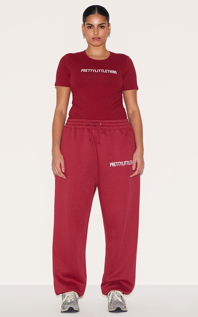 Brushed Cotton Jersey Mid-Rise Relaxed Joggers in Burgundy main image 1