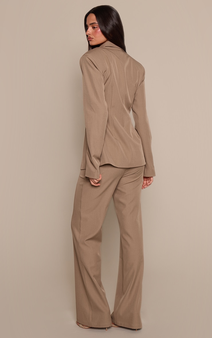 Taupe Wide Leg Tailored Pants image 3