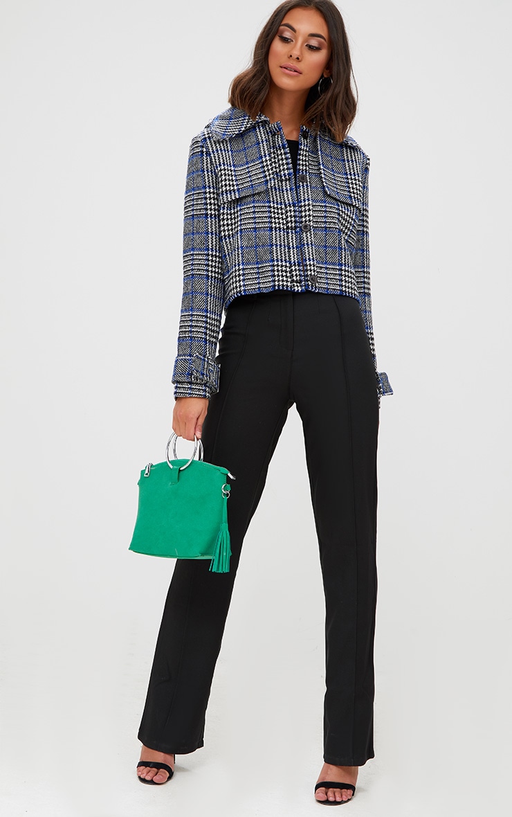 Grey Checked Cropped Jacket. Coats & Jackets PrettyLittleThing