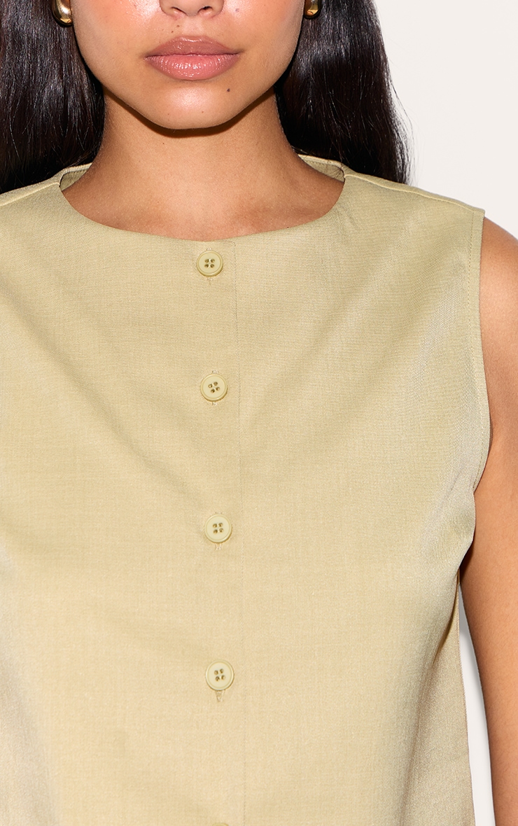 Tall Clay Tailored Button Up Cropped Sleeveless Waistcoat image 4