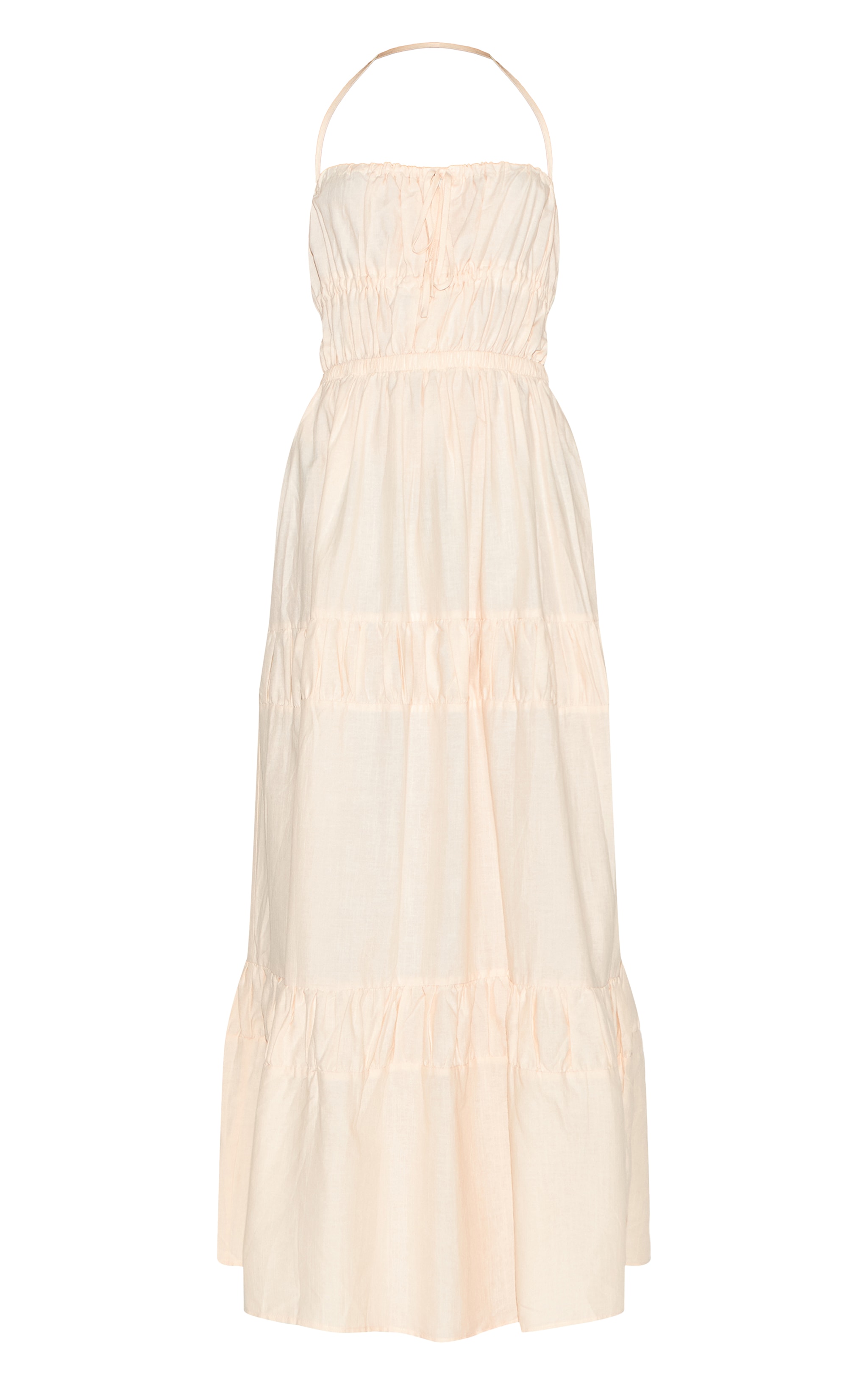 Robe longue non colorée froncée à bretelles fines et dos nu image 5