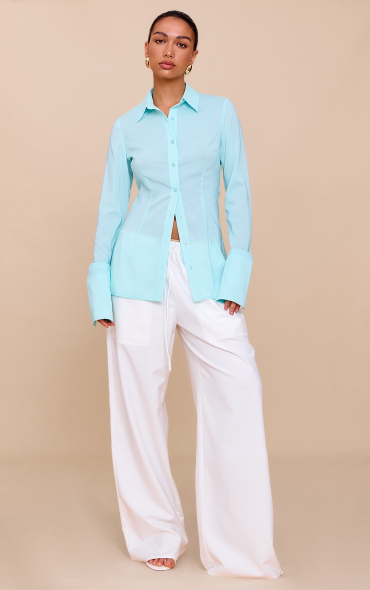 Mint Chiffon Fitted Shirt image 3
