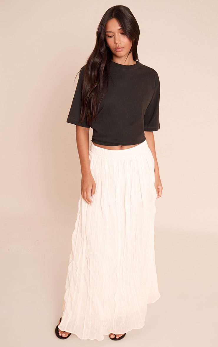 Cream Crinkle Chiffon Maxi Skirt image 1