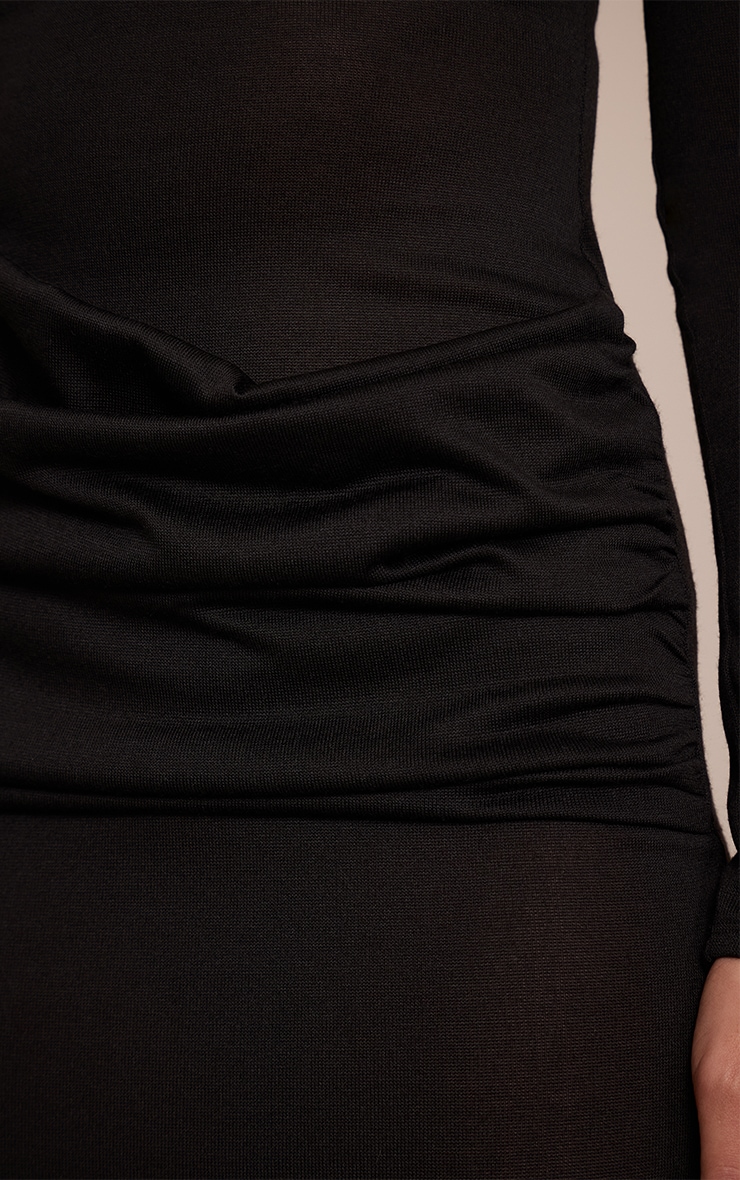 Black Wrap Details Long Sleeve Maxi Dress image 4