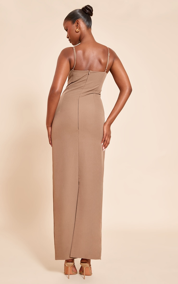 Taupe Woven Belt Wrap Maxi Dress image 2