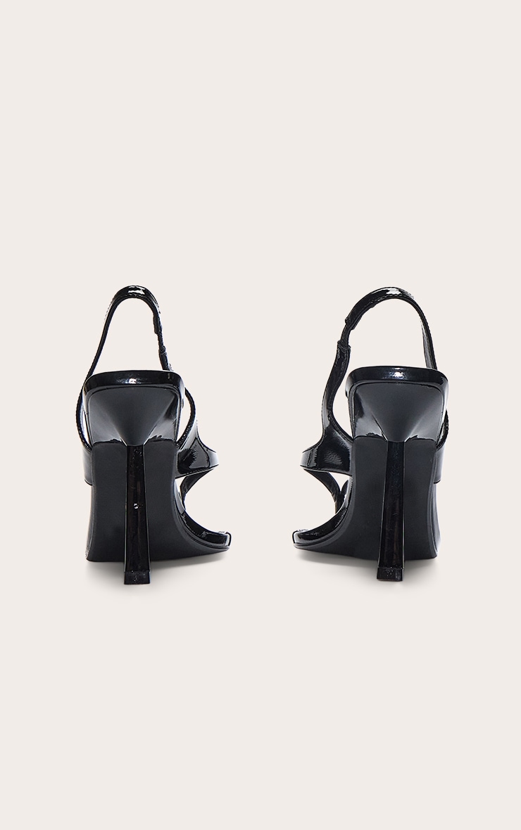 Black Asymmetric Square Toe Heeled Sandals image 4