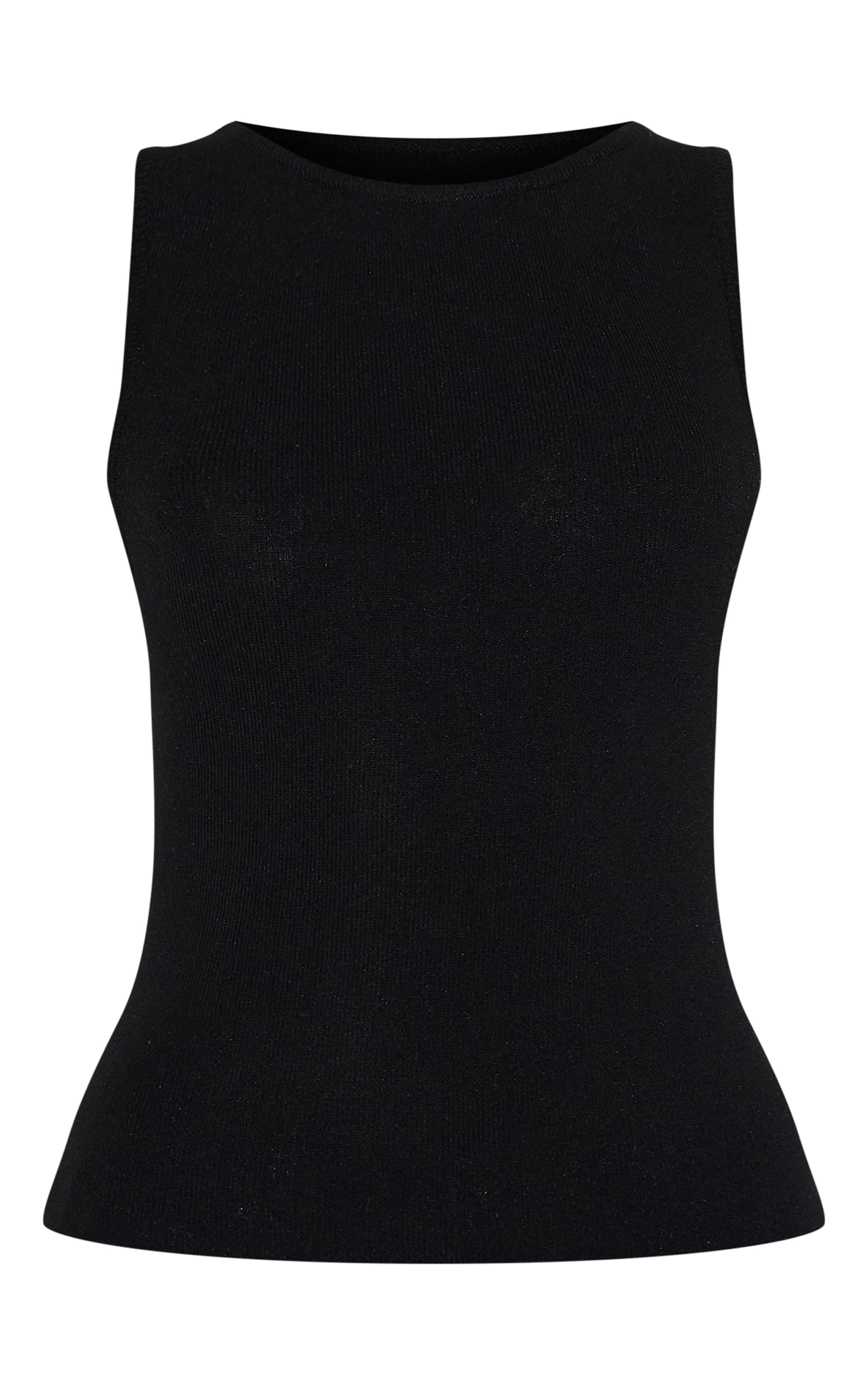 Black Fine Knit Boat Neck Top image 5