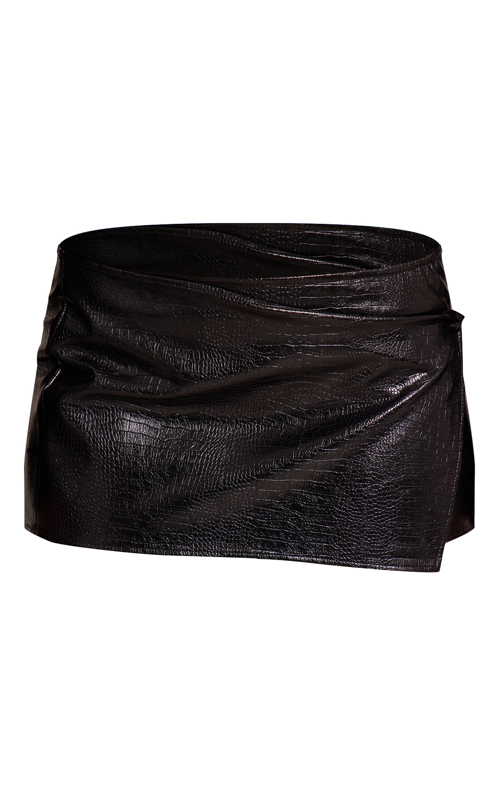 Black Faux Leather Croc Micro Mini Skirt image 6