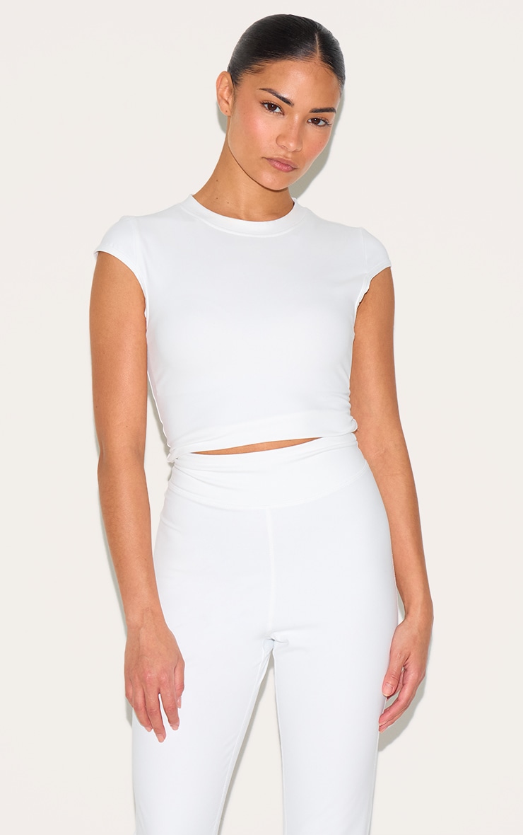 Petite Pantalon flare en Sculpt blanc image 4