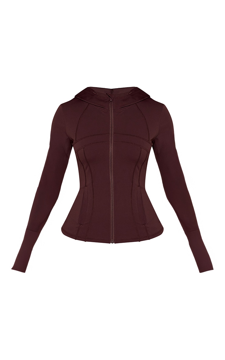 Petite PLT Chocolate Sculpt Seam Detail Drawstring Gym Jacket image 5