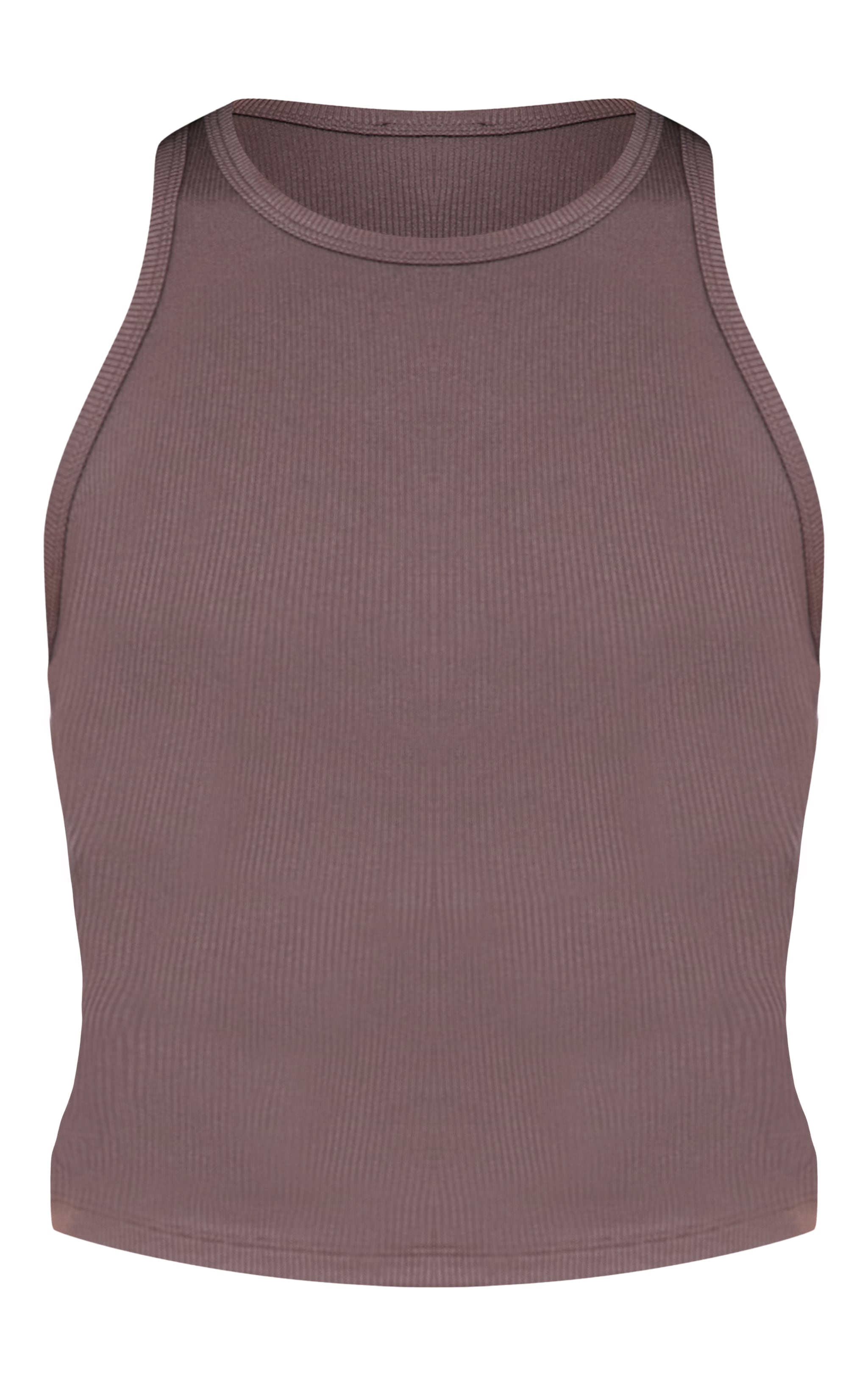 Charcoal Soft Rib Racer Neck Vest Top image 5