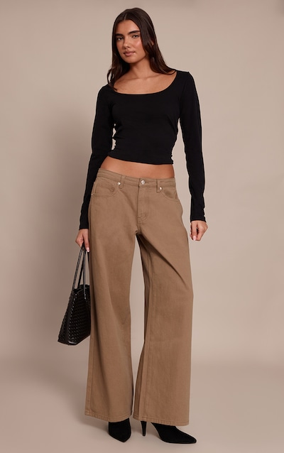 Olive Low Rise Wide Leg Jeans