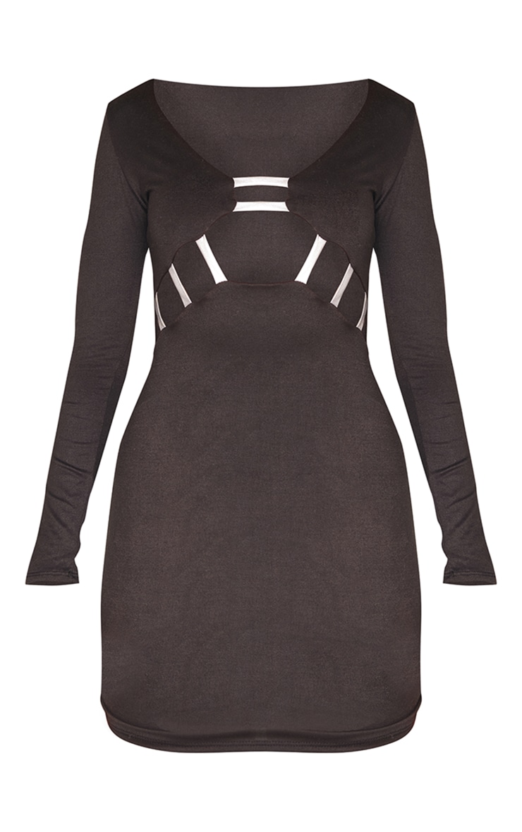 Black Long Sleeve Bodycon Dress With Cut Outs image 5