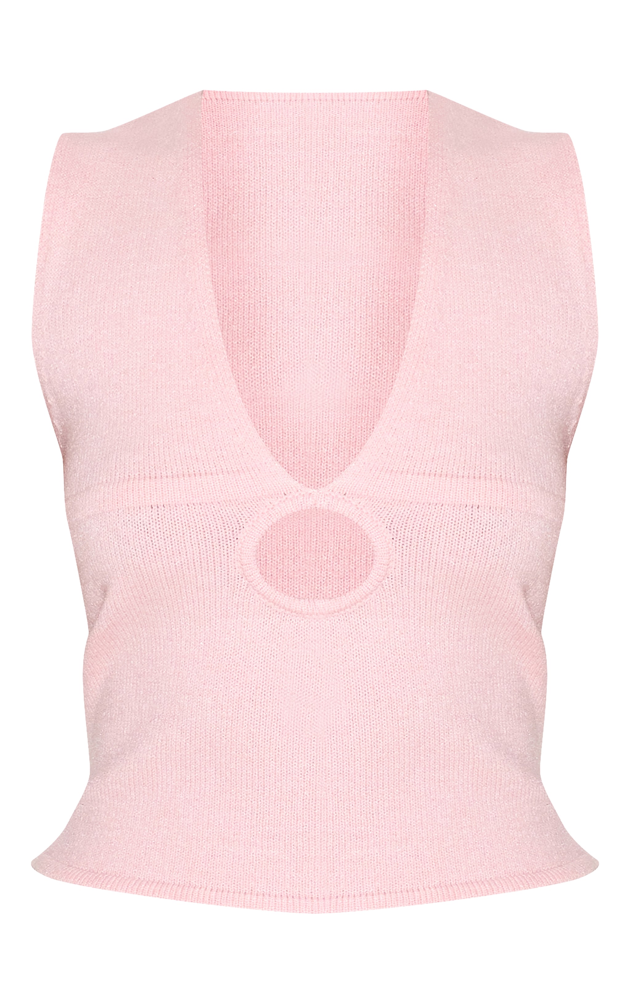 Crop top en maille tricot douce rose cendré à décolleté image 5