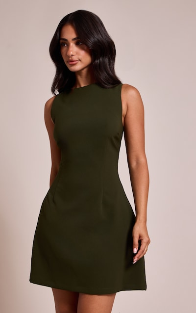 Petite Dark Green Woven Open Back Mini Dress