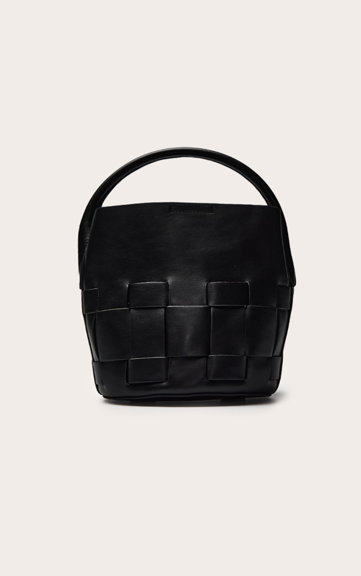 Sac bandoulière noir en PU souple à détails tressés image 2