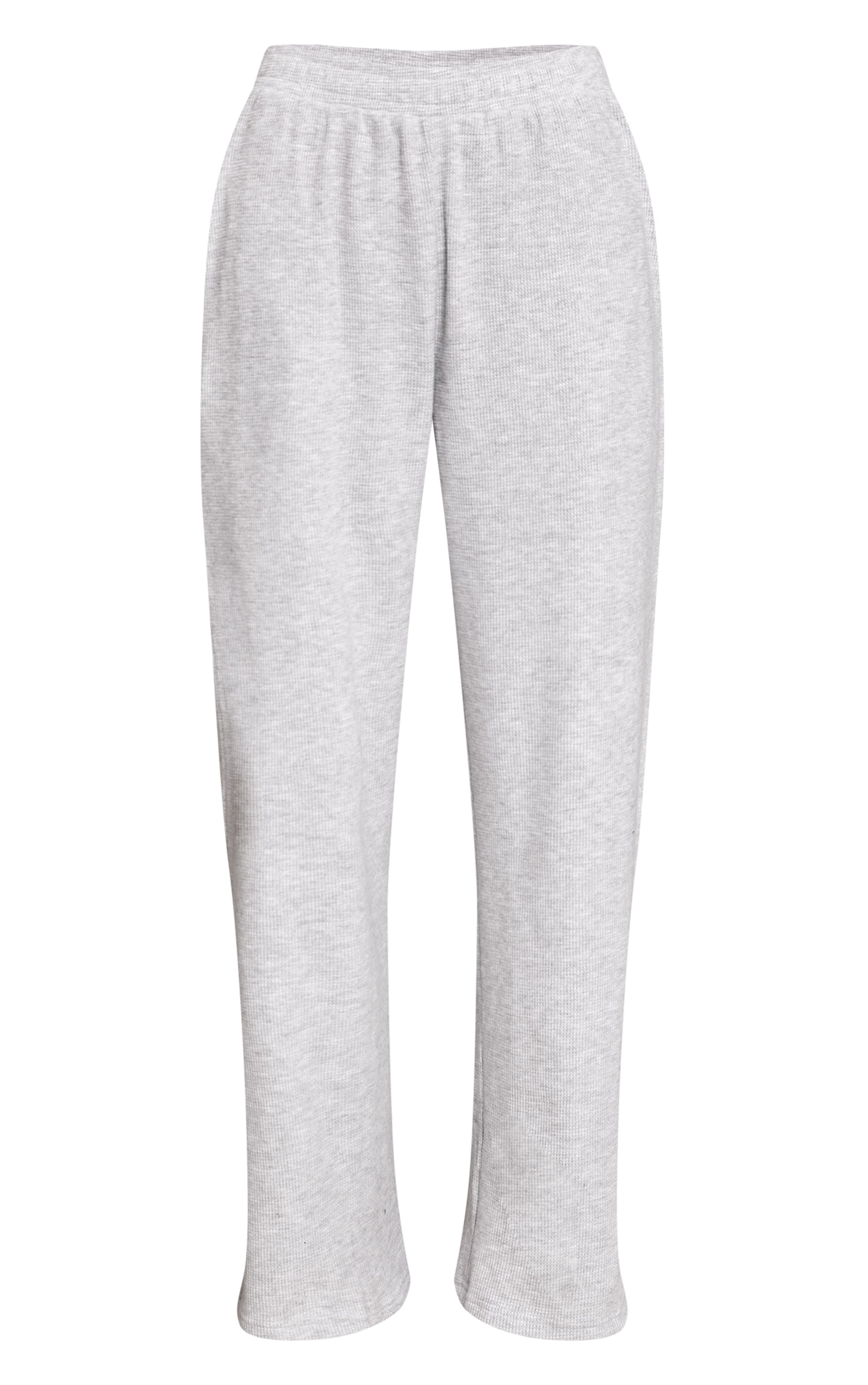 Ash Grey Ribbed Waffle Pajama Bottoms image 5