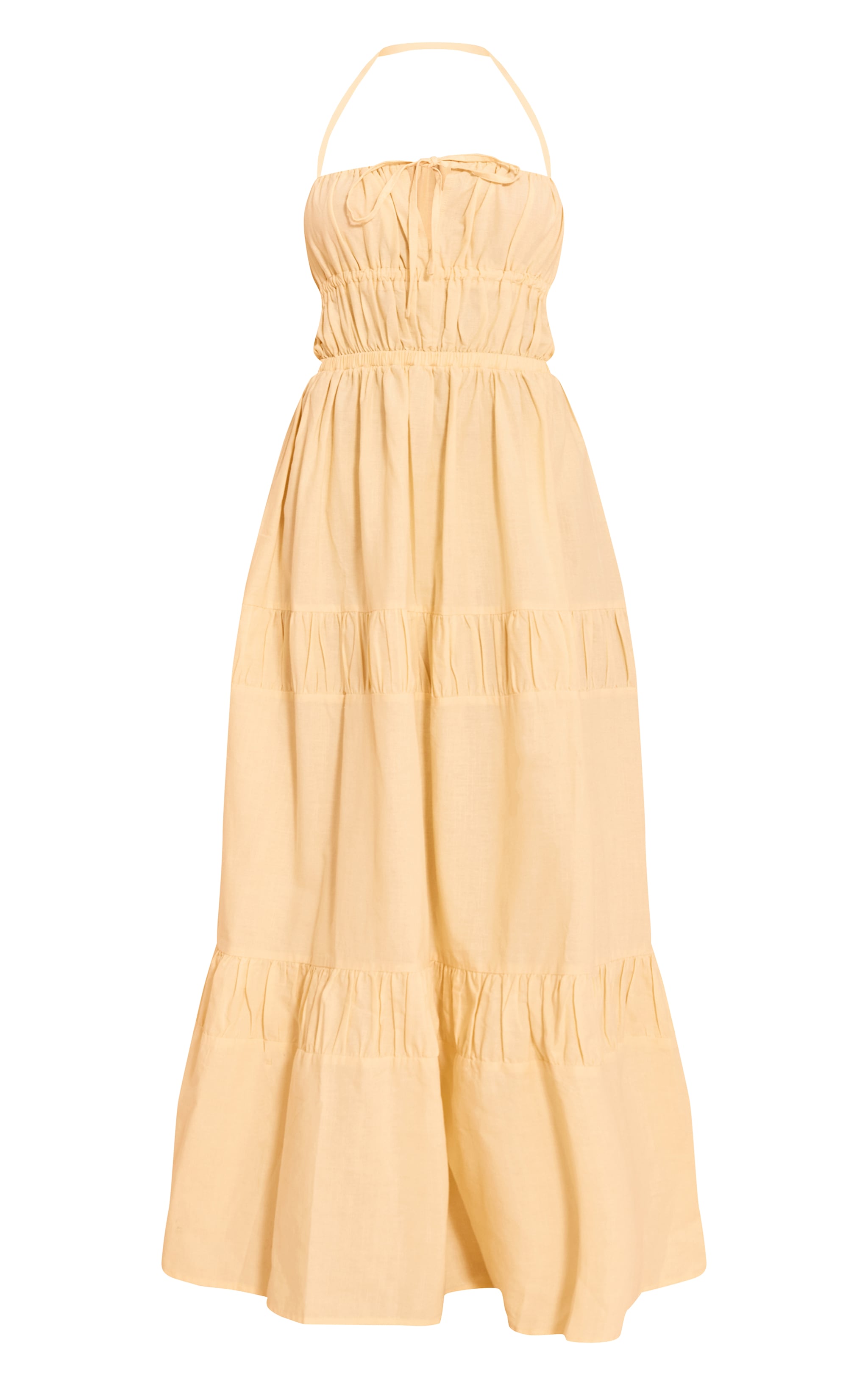 Lemon Ruched Backless Strappy Maxi Dress image 5