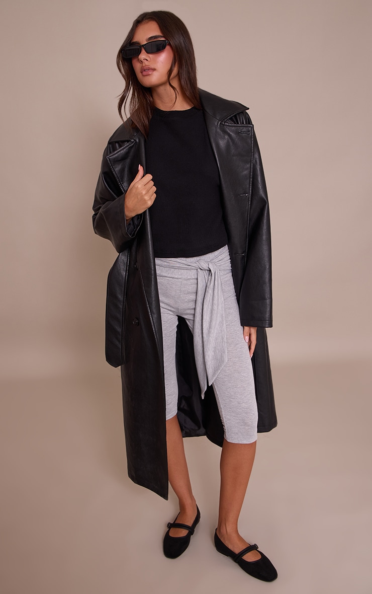 Grey Marl Jersey Wrap Waist Detail Capri